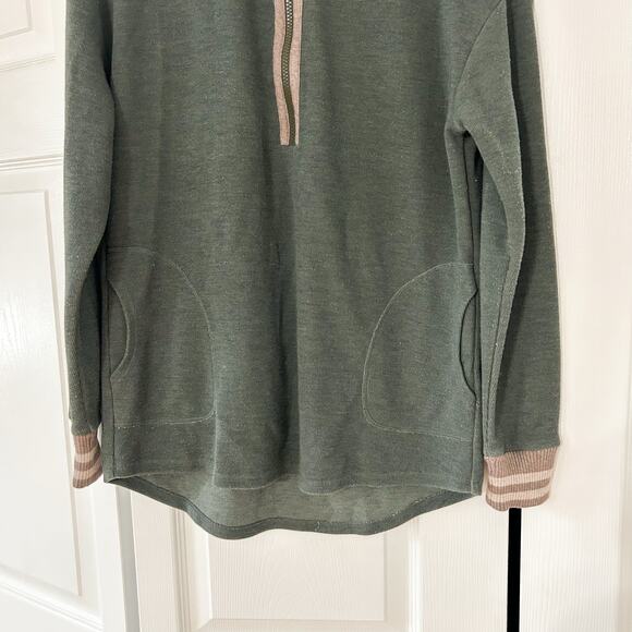 Krimson Klover Ceres Quarter Zip Pullover Tunic Green Brown Trim EUC Size Medium - Picture 4 of 7